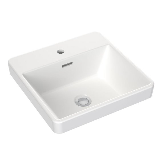 clark square inset basin w tap landing 1th 400mm white cl40013 w1