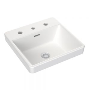 clark square inset basin w tap landing 3th 400mm white cl40013 w3