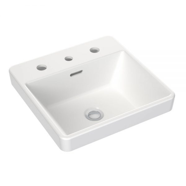 clark square inset basin w tap landing 3th 400mm white cl40013 w3