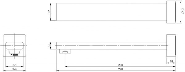 phoenix radii wall bath outlet 230mm chrome ra777chr scaled